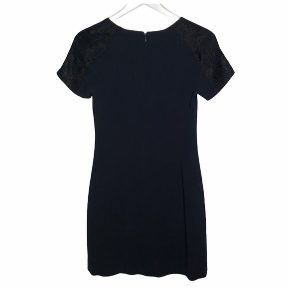 Theory Modern Crepe Sheath Dress Navy Lace 2 EUC - Picture 2 of 9